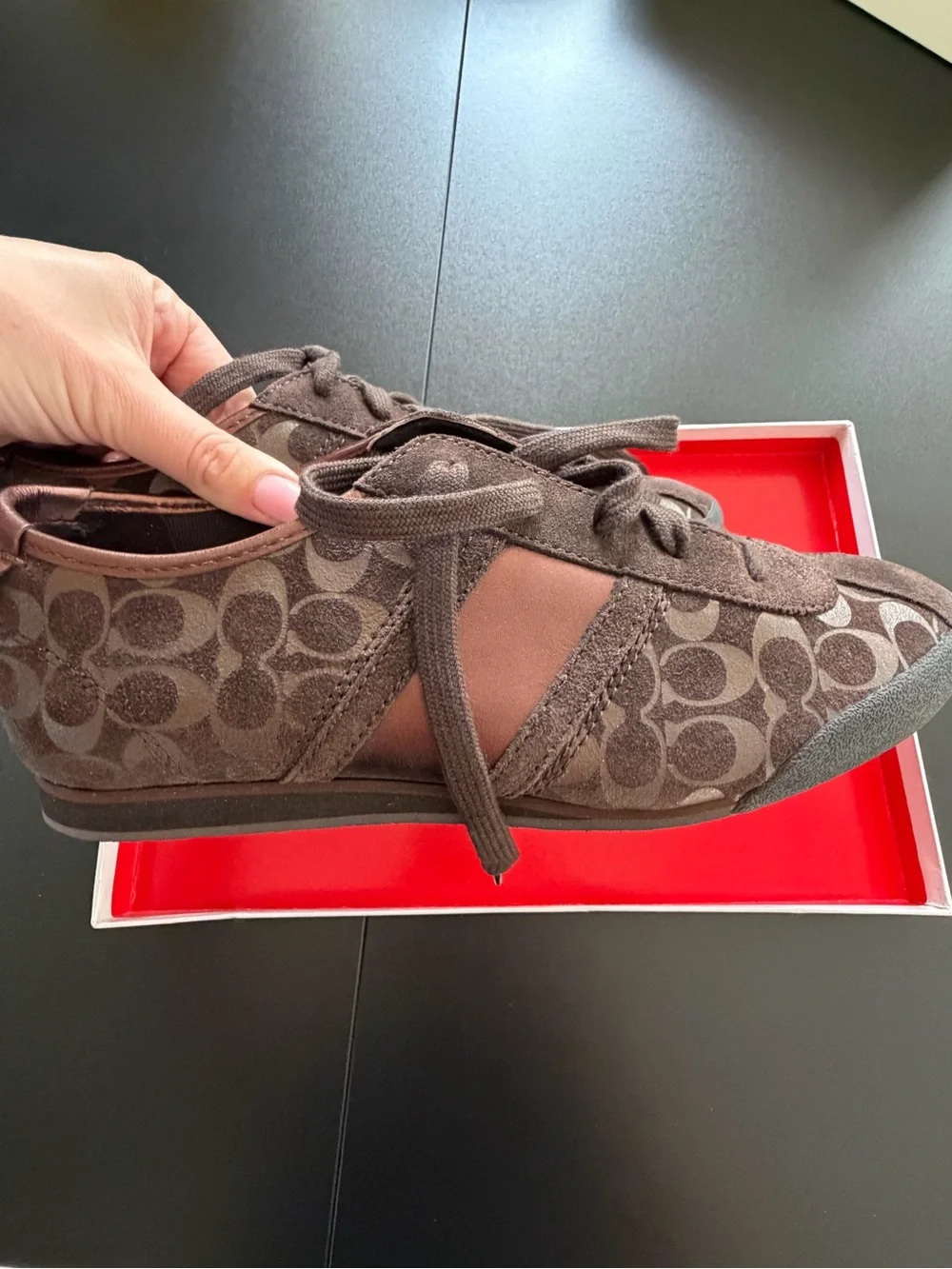 Coach Brown Signature Logo Lace-Up Sneakers